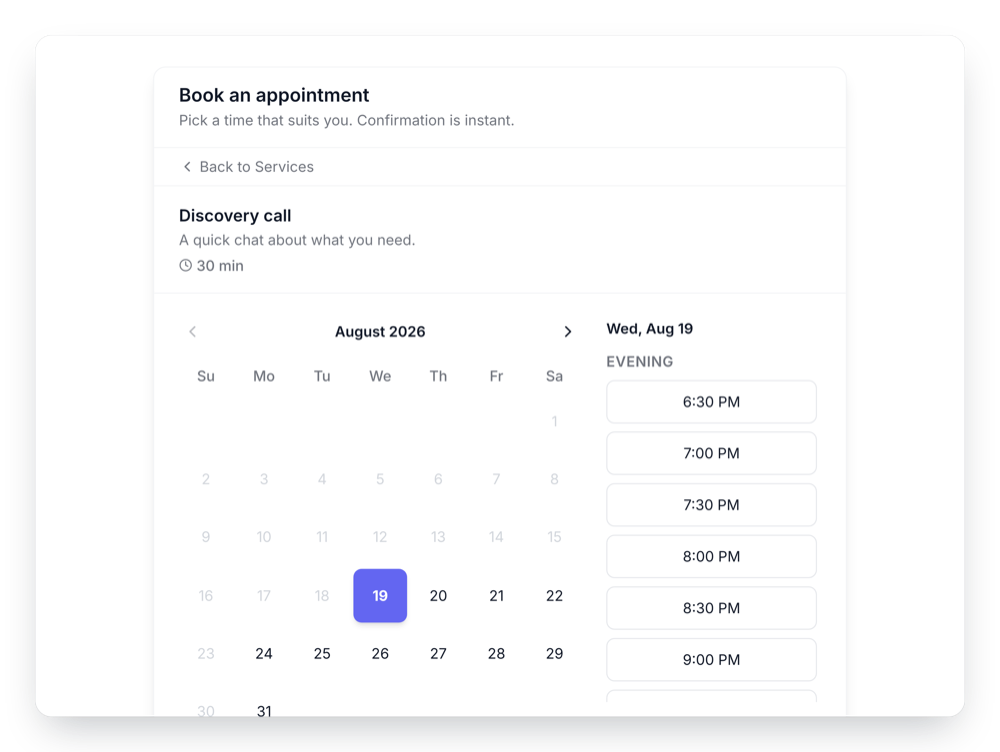 Appointment Booking preview